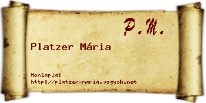Platzer Mária névjegykártya